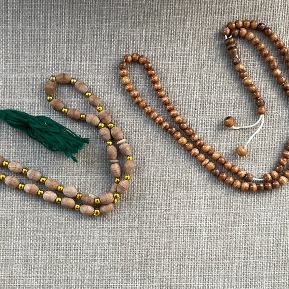 Handmade Religious Prayer Tasbeeh Brown Real wood Beads Pray Beads Lot of 2 - Picture 2 of 10